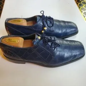 DONATO LLARRONE  MEN\'S BLUE CROCODILE LEATHER SIZE 10 Men Crocodile Leather Lace Up Dress Shoes in Blue – Jennifer  main image 3